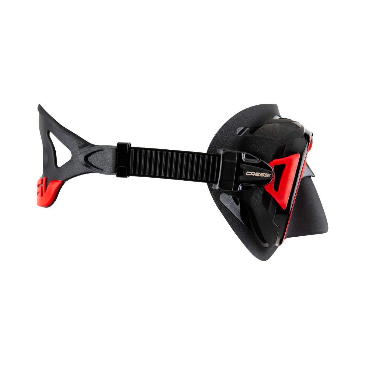cressi zeus dive mask black red side