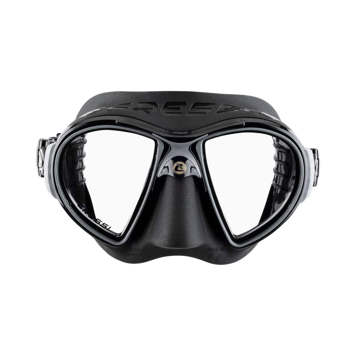 cressi zeus dive mask black silver front