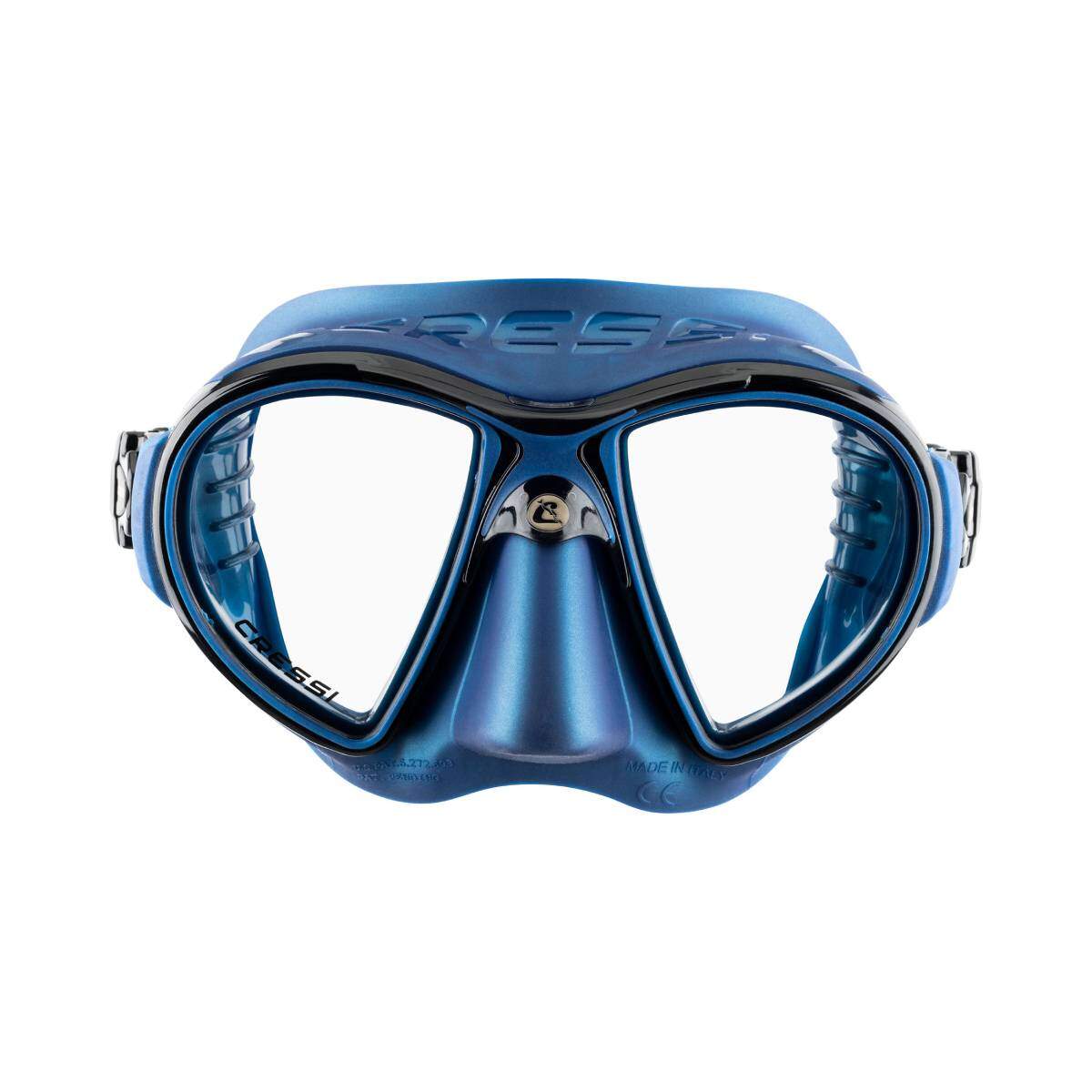 cressi zeus dive mask blue metal front