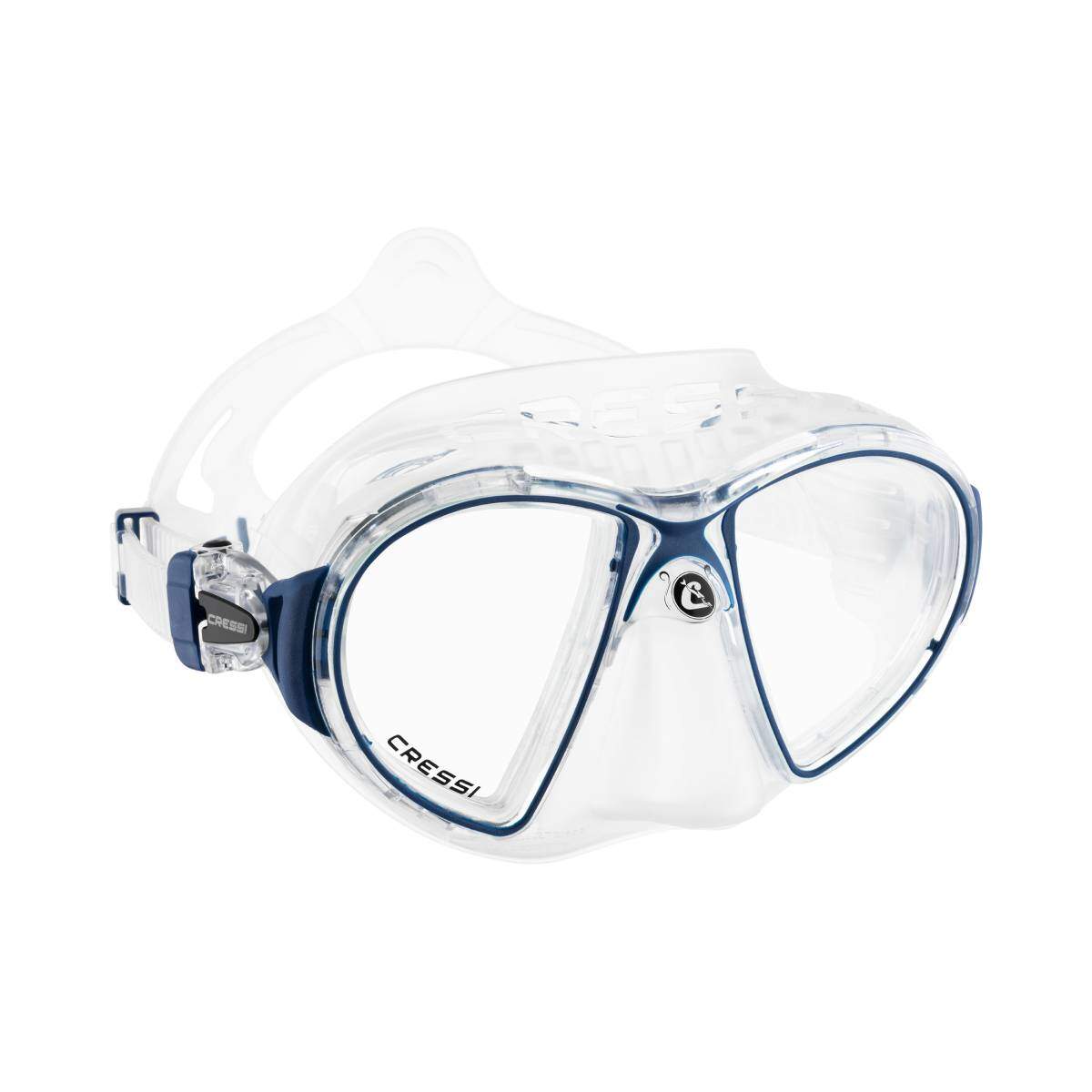 cressi zeus dive mask clear blue metal