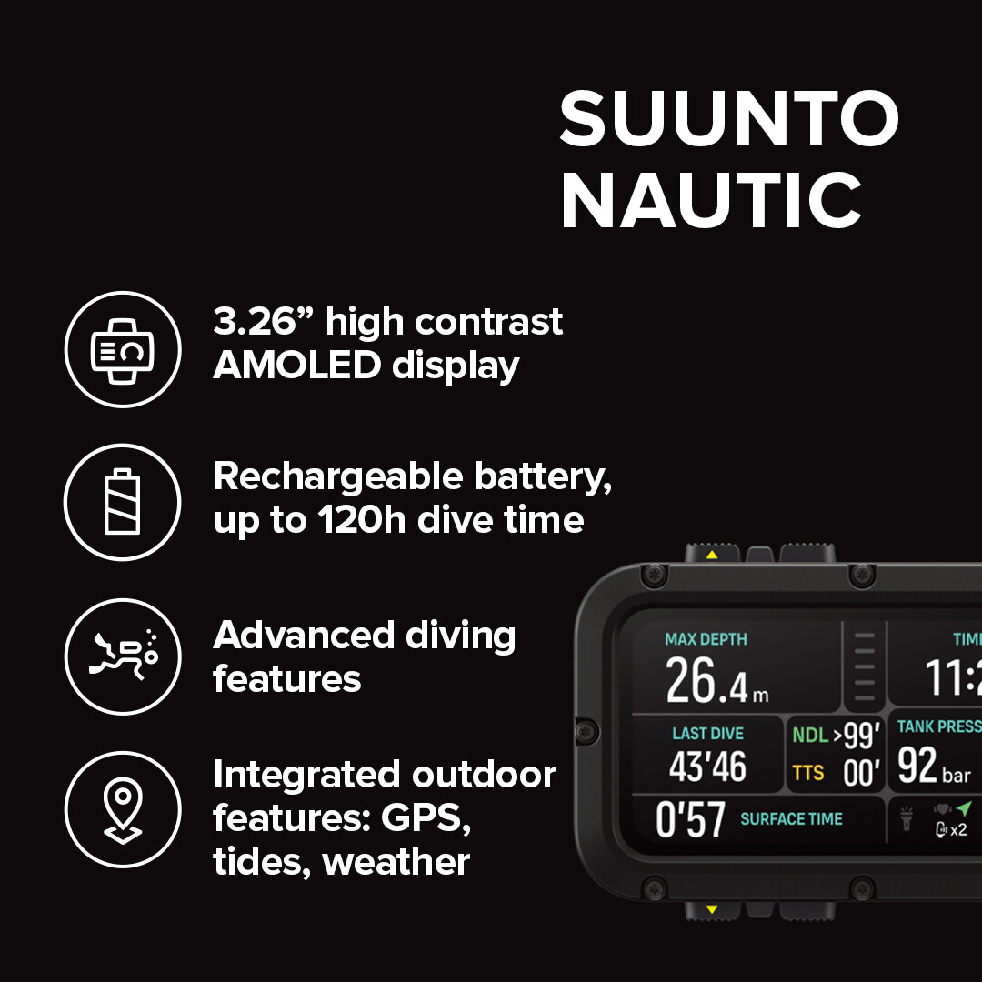 suunto nautic black dive computer detail overview