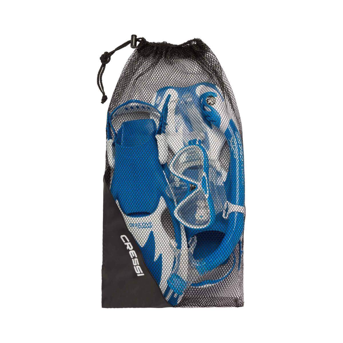 cressi junior rocks mask fins and snorkel blue in bag