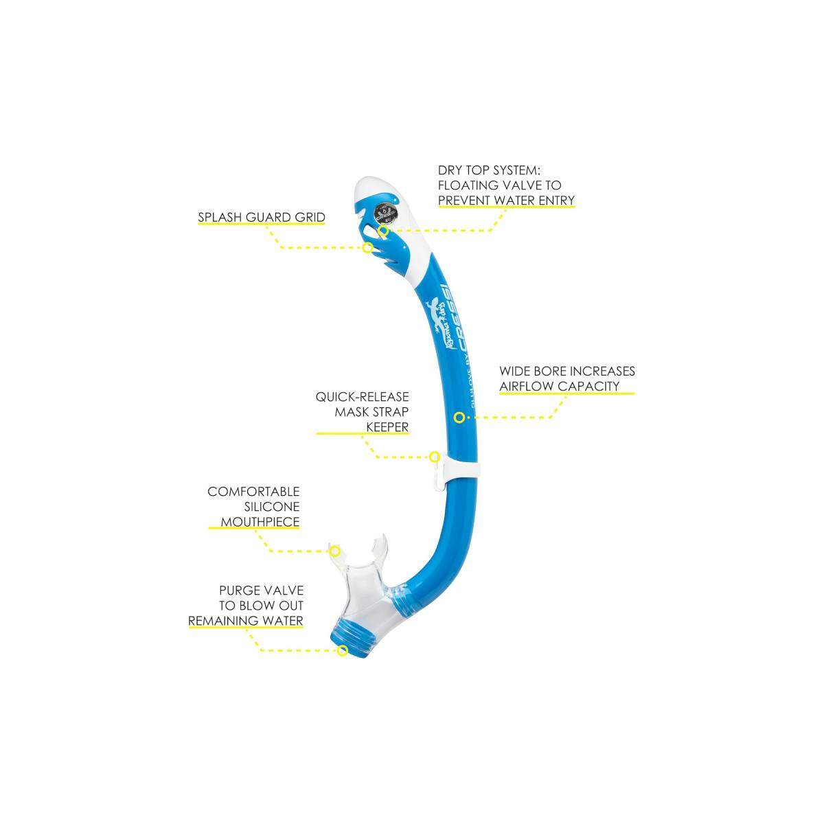 cressi junior rocks snorkel details blue